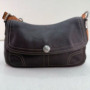 COACH Y2K Chelsea Flap Bag Brown Pebble Leather